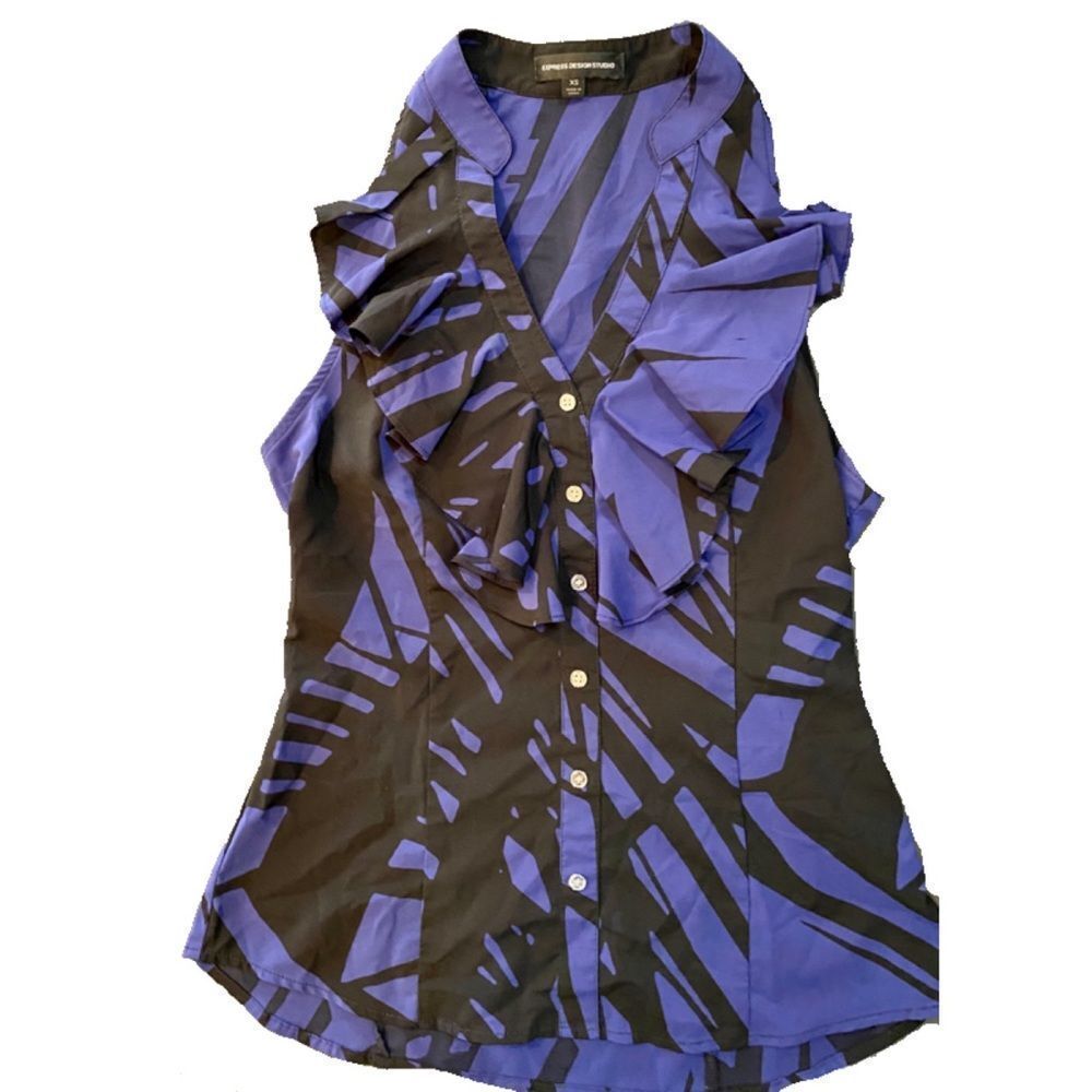 XS sleeveless blouse button down career work wear